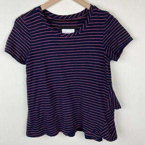 Anthropologie By Anthropologie Striped Ruffle Back Short Sleeve Top Size XS